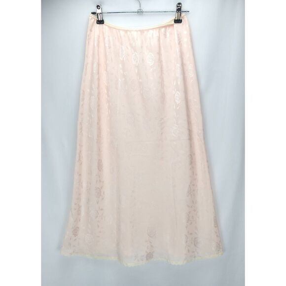 VTG 80s Floral Print Flared Half Slip Skirt Lace Hem Lingerie Fairy Cottagecore - Picture 2 of 6